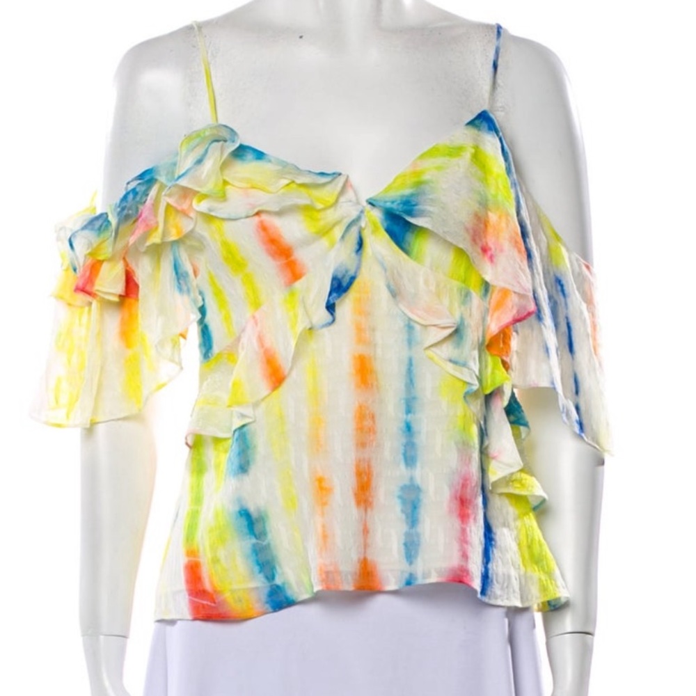 Tanya Taylor Silk Tie-Dye Print Blouse